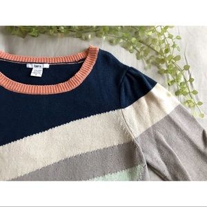 Pastel Sweater|Poofy Shoulders|Mint-Pink-Navy